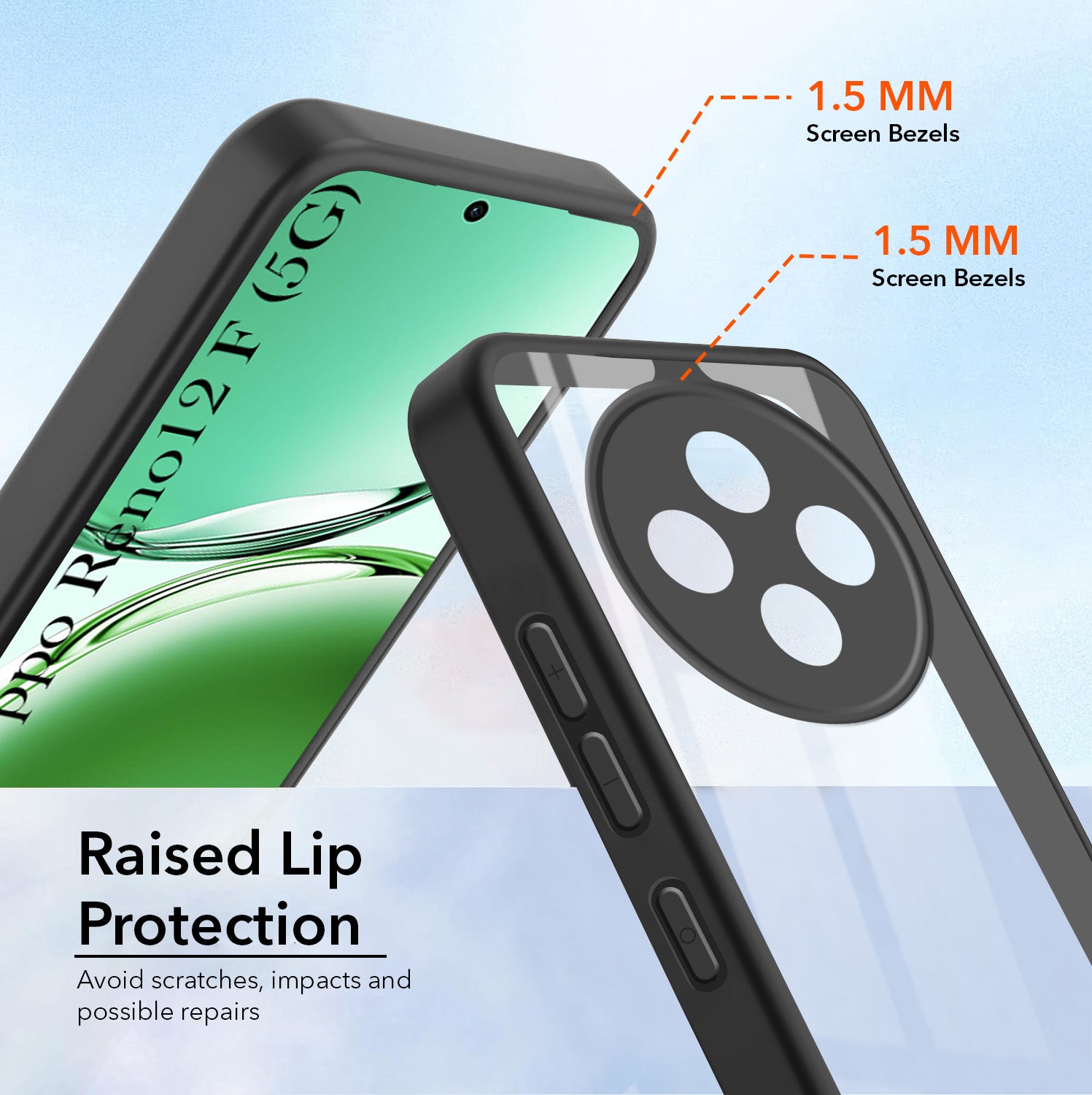 For Oppo Reno 12F Back Cover Case (Lifetime Anti Yellow | Anti Scratch | Crystal Clear Shockproof)