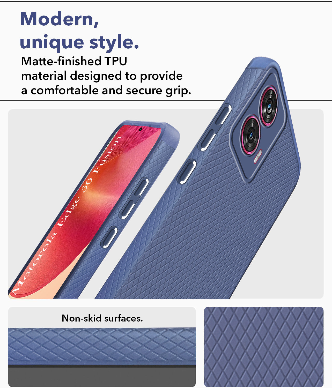 For Motorola Moto Edge 50 Fusion Back Cover Case (Liquid Silicone | Side Grip | Camera Protection)