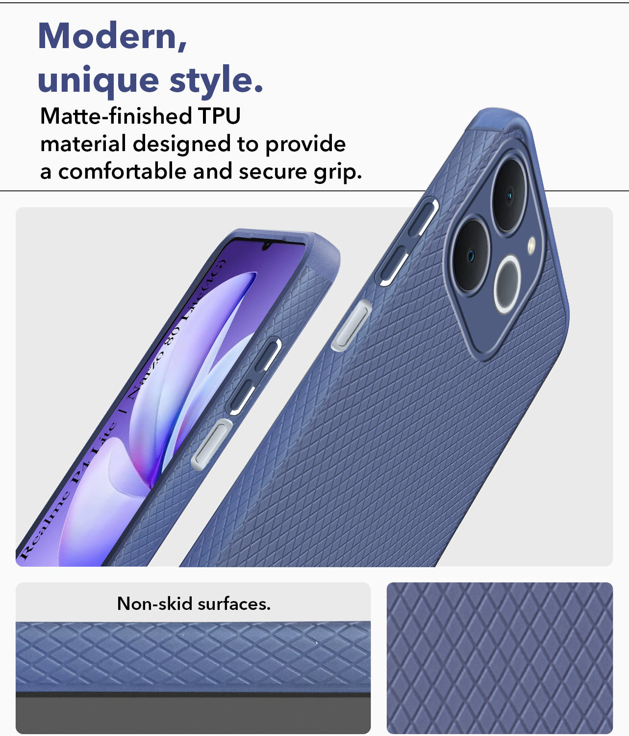 For Realme P4 Lite | Realme Narzo 80 Lite 4G Back Cover Case Liquid Silicone (Camera Protection | Side Grip Texture | Soft and Flexible)