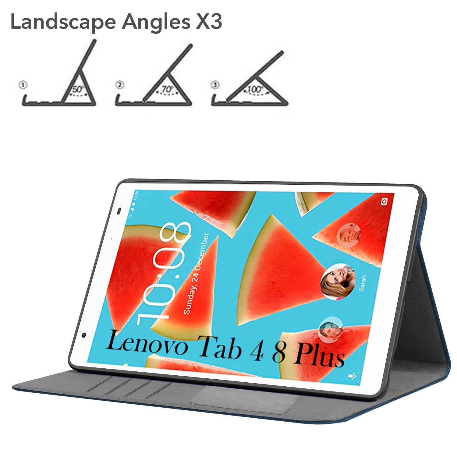 For Flip Cover Folio Case Lenovo Tab 4 8 Plus (TB-8704X) 8 Inch (PU Leather | Multi-Angle Smart Stand | Card Storage Slots | Silicone Back Pouch)