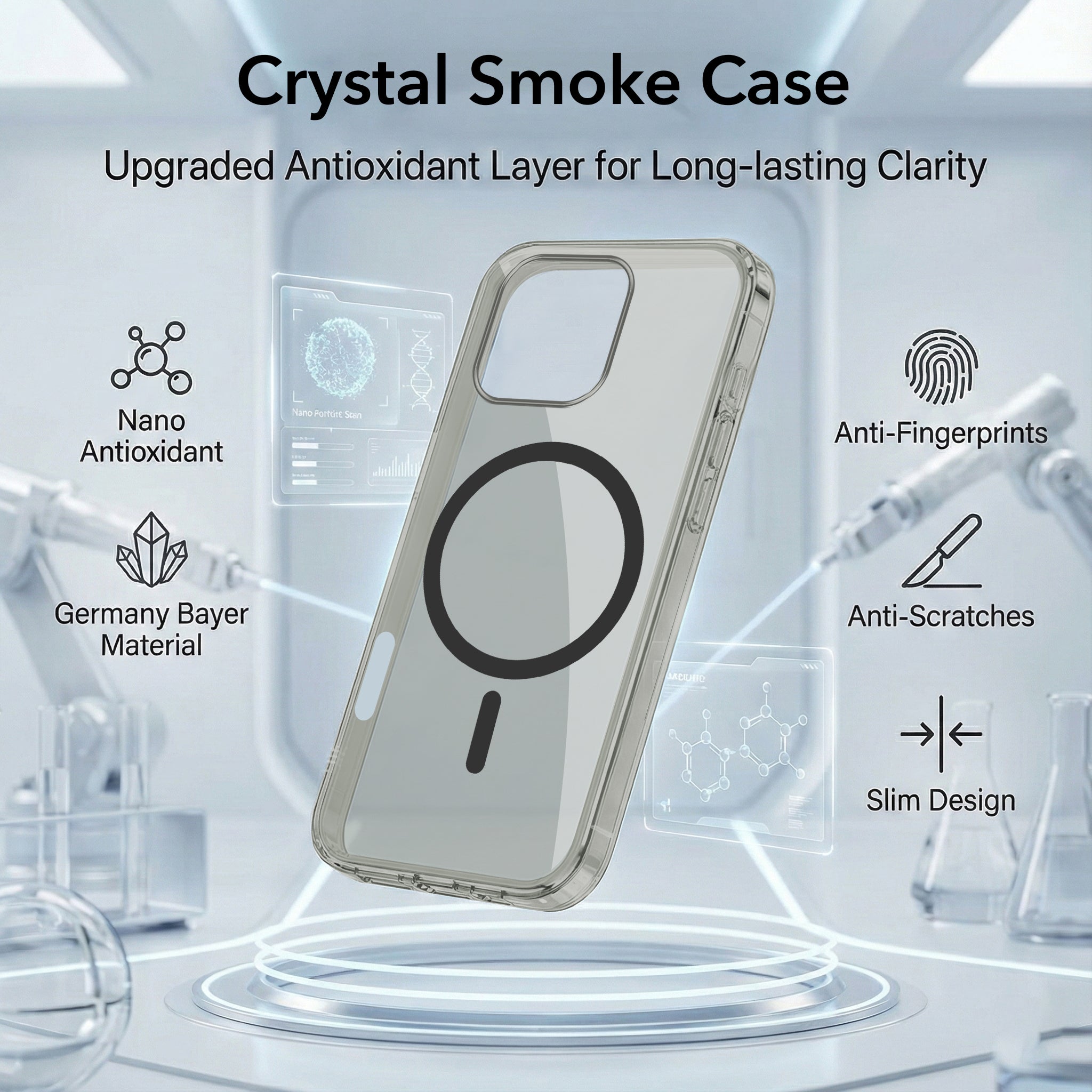 For Apple iPhone 16 Pro Max Back Cover Case Lifetime Anti-Yellow MagSafe Compatible Clear(Sleek Hard Crystal | Camera Protection and Shockproof)