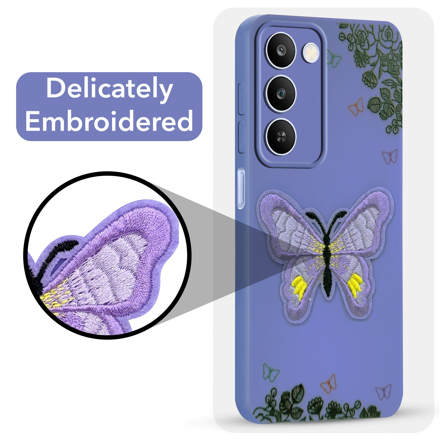 For Realme C83 5G Back Cover Case (Soft Butterfly Embroidery | Women Teen Girls | Camera Protection| Matte Silicone)