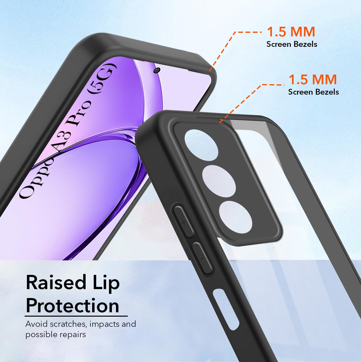 For Oppo A3 Pro 5G Back Cover Case Ultra-Hybrid  (Lifetime Anti Yellow | Anti Scratch | Crystal Clear Shockproof)