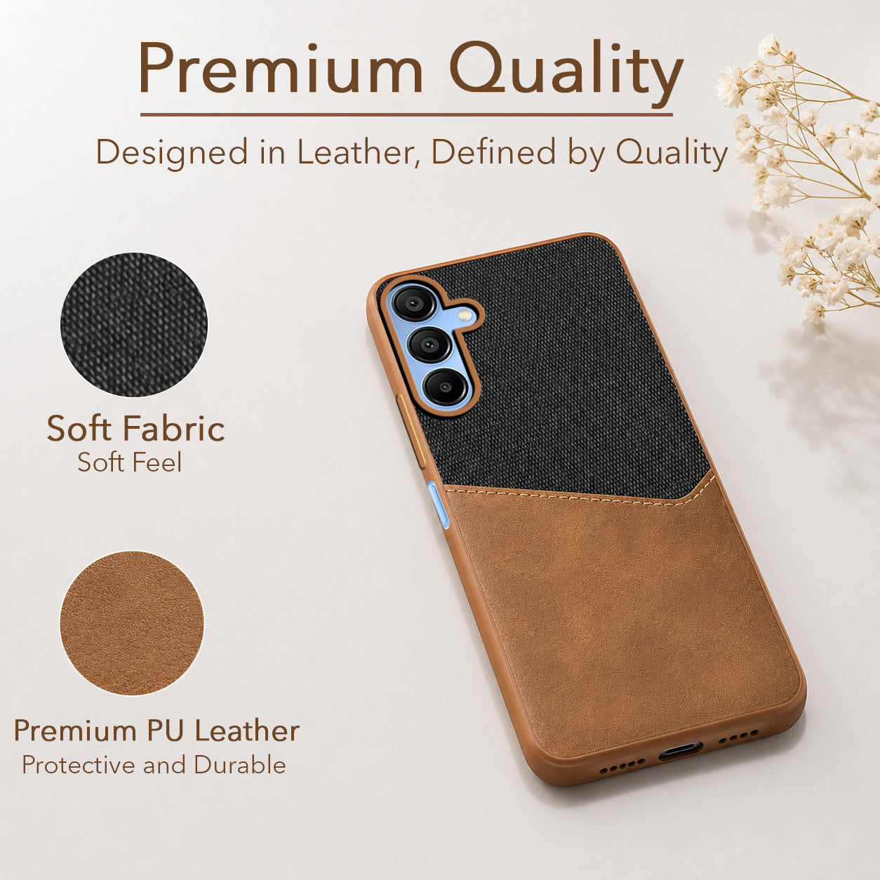 For Samsung Galaxy A15 5G Back Cover Case (Dual PU Leather Stitch | Professional Minimalist | Soft and Flexible)