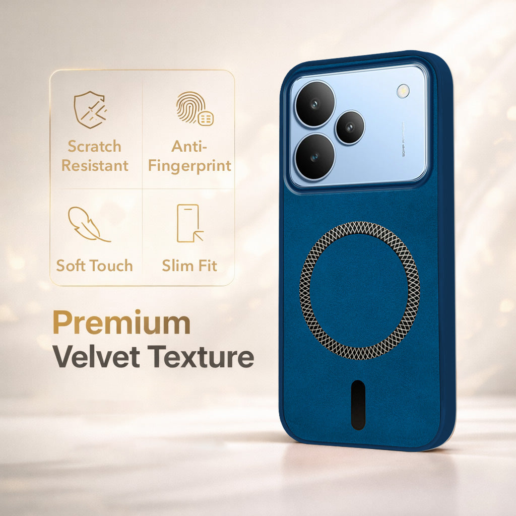 For Realme P4 Back Cover Case Leather Finish (MagSafe Compatible Wireless Charging | Soft Touch | Camera Bump Protection)