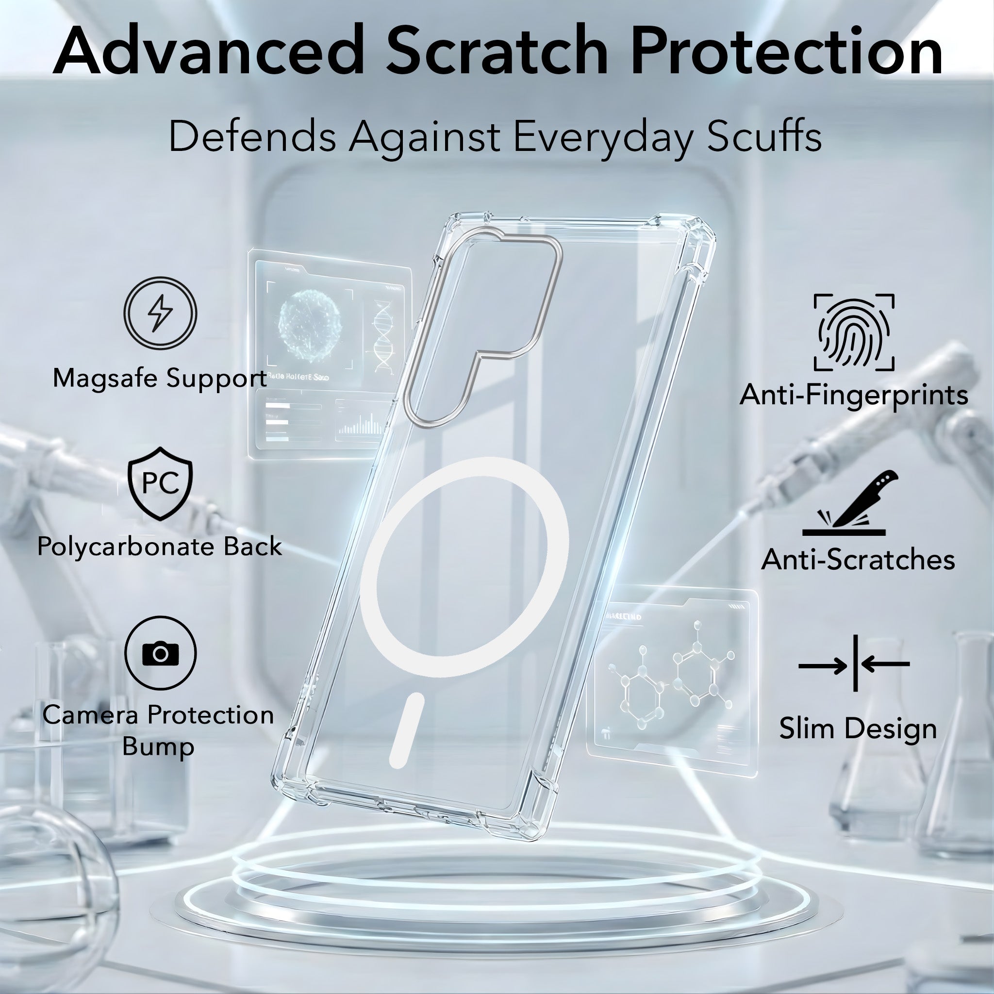For Samsung Galaxy S23 Ultra Shockproof Crystal-Clear Back Cover (Magsafe Wireless Support | Drop & Camera Protection | Hard Polycarbonate)