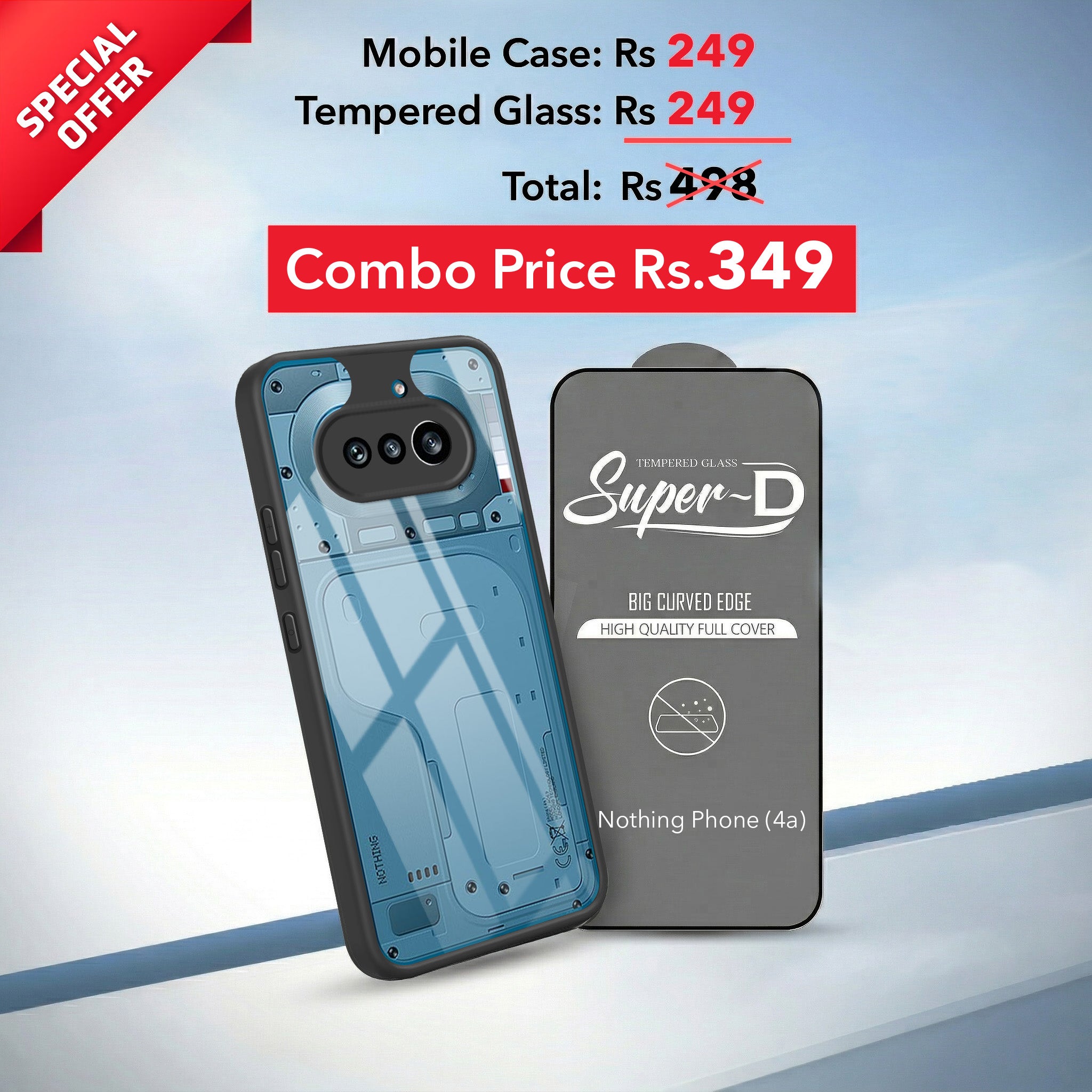 For Nothing Phone 4A 5G Combo with Back Cover and 9H Tempered Glass (Lifetime Anti-Yellow | Crystal Clear Shockproof | Oleophobic Coating Screen Glass)