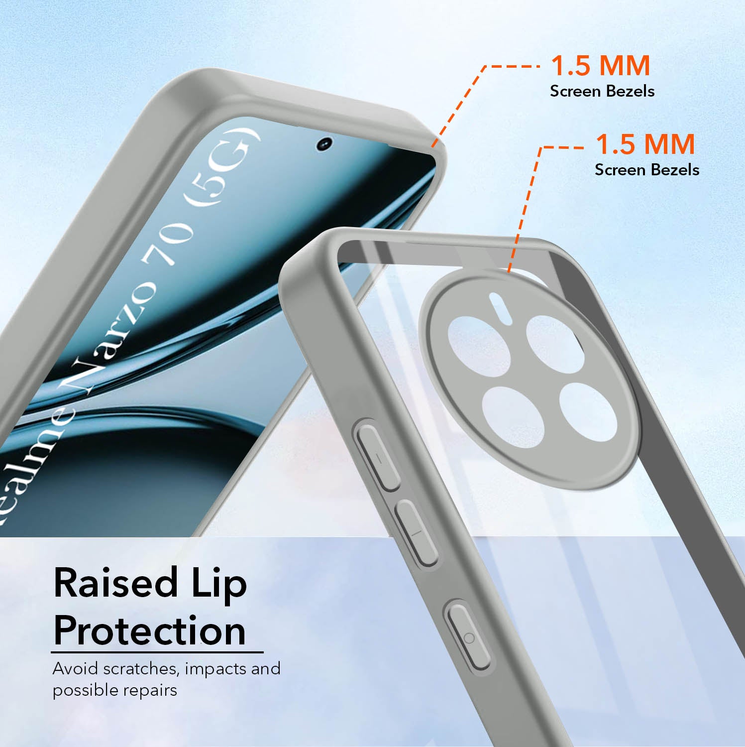 For Realme Narzo 70 5G Back Cover Case (Lifetime Anti Yellow | Anti Scratch | Crystal Clear Shockproof)