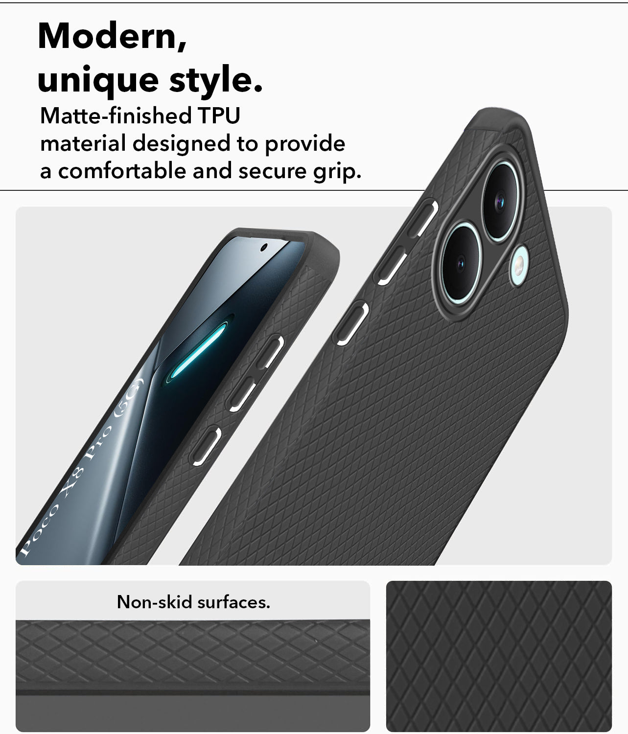 For Poco X8 Pro Back Cover Case Liquid Silicone (Camera Protection | Side Grip Texture | Soft and Flexible)