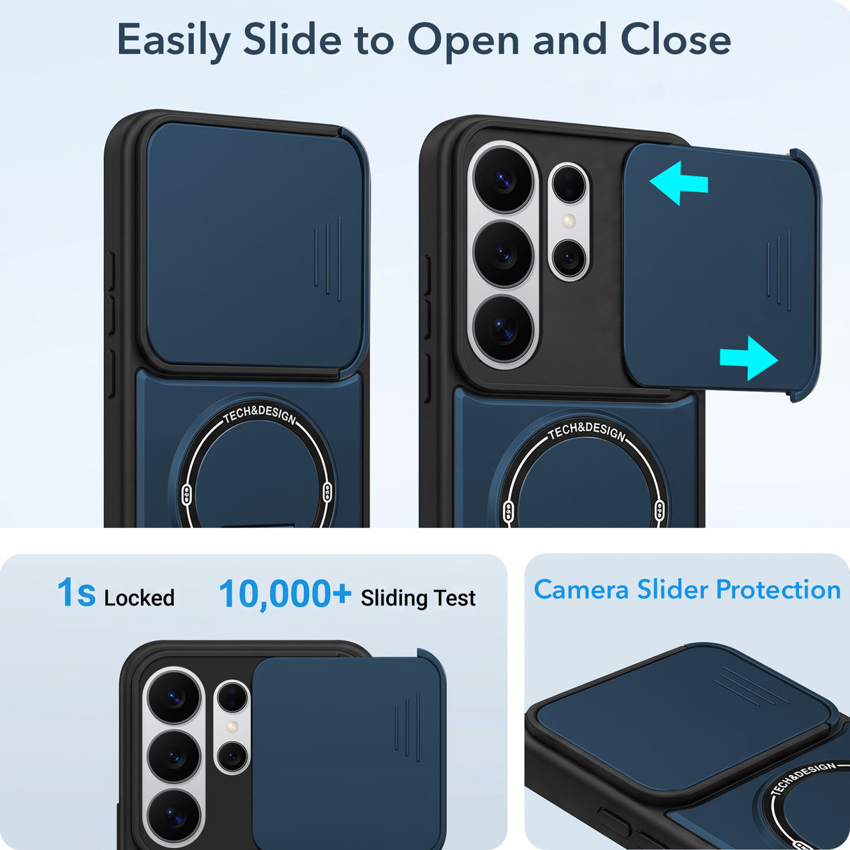 For Samsung Galaxy S26 Ultra Back Case Cover Metallic (Hybrid Armor Kickstand | Sliding Shutter Camera Protection | MagSafe Compatible)