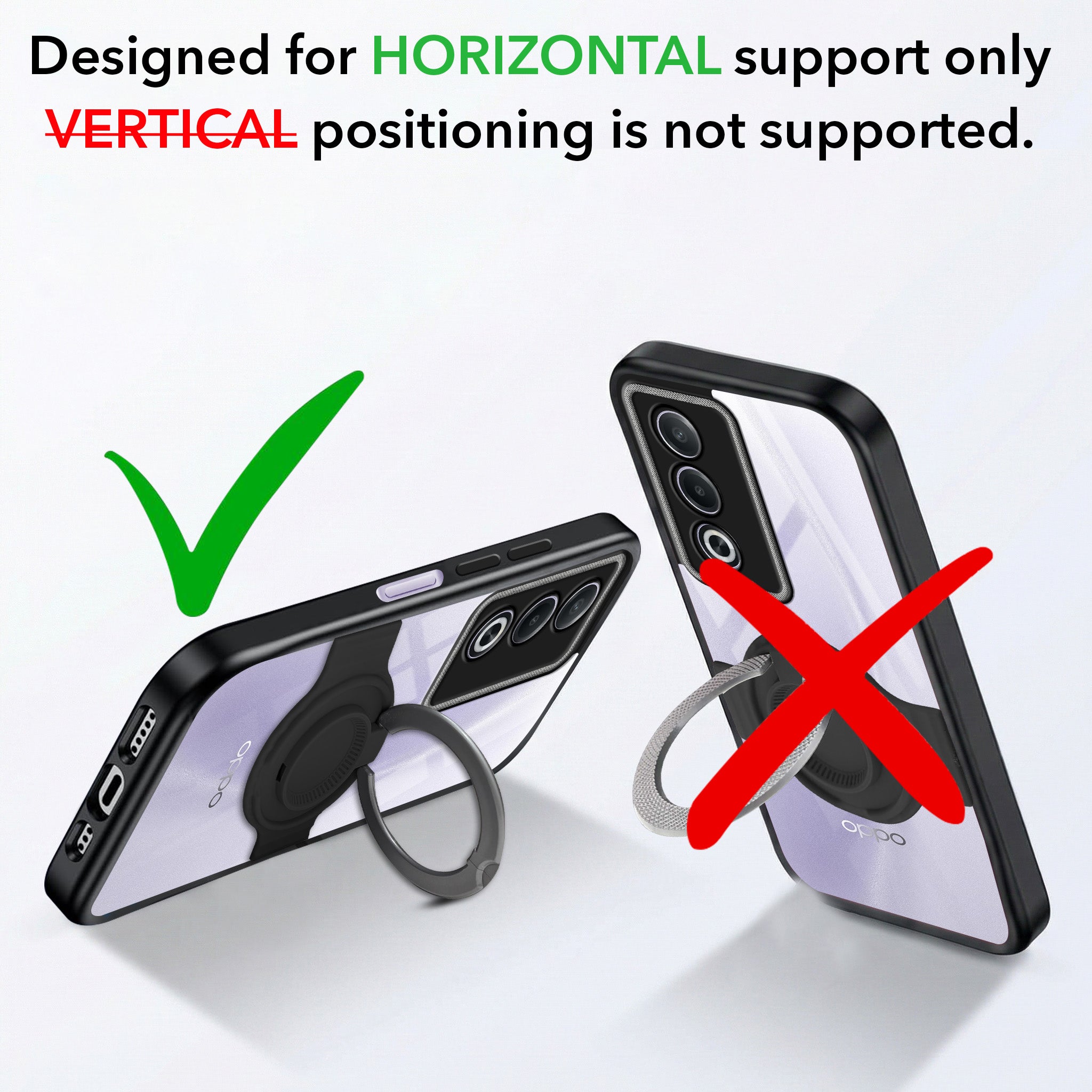 For Oppo A3 Pro 5G Back Cover Case with stand (Built-in Ring Holder Kickstand | Lifetime Anti Yellow | Camera Protection)