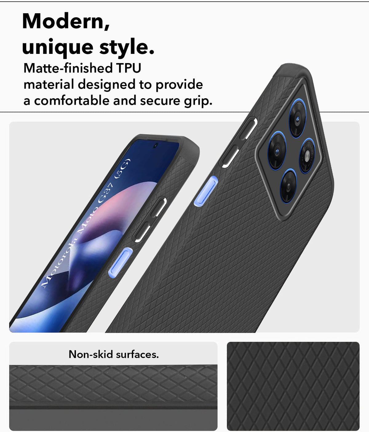 For Motorola Moto G37 Back Cover Case Liquid Silicone (Camera Protection | Side Grip Texture | Soft and Flexible)