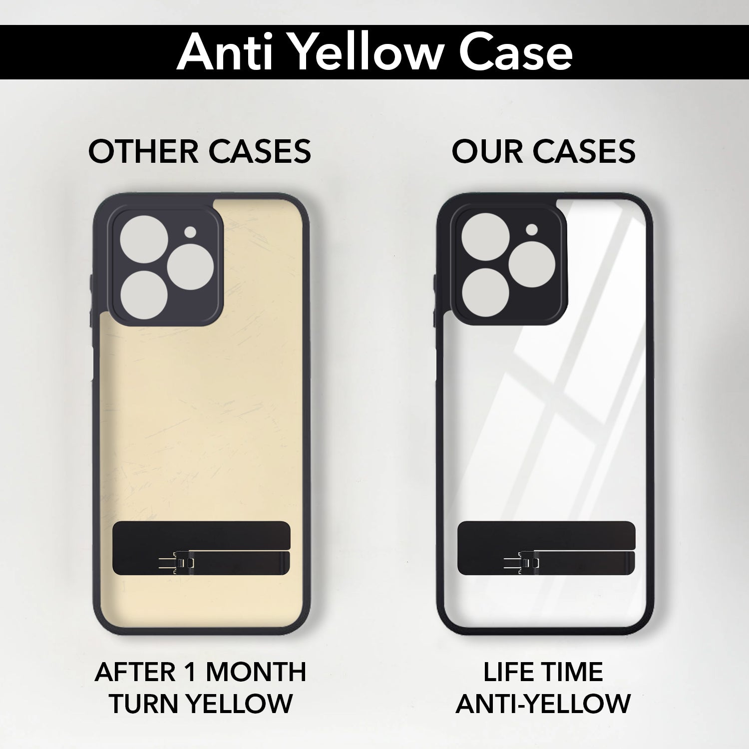For Realme Narzo N53 Back Cover Case (Built-in Stand | Lifetime Anti Yellow | Kickstand Shockproof | Camera Protection | MagSafe Compatible)