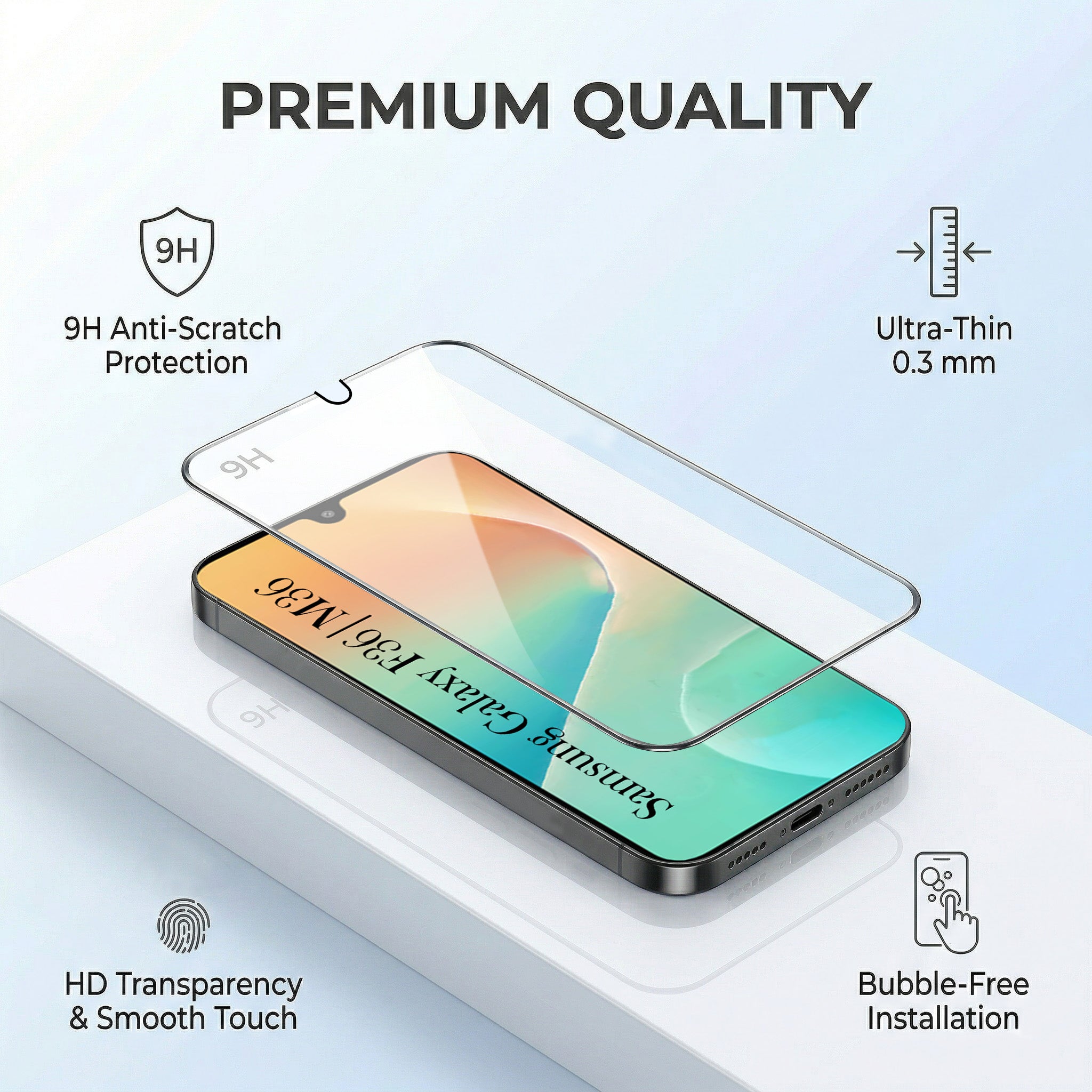For Samsung Galaxy M36 | Samsung Galaxy F36 Combo with Back Cover and 9H Tempered Glass (Liquid Silicone | Camera Protection | Oleophobic Coating Screen Glass)