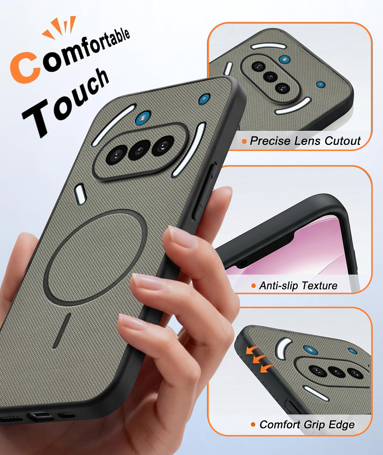 For Nothing Phone 3A Back Cover Case PU Leather (Texture Grip Design | Professional Minimalist | Camera Protection | Soft and Flexible)