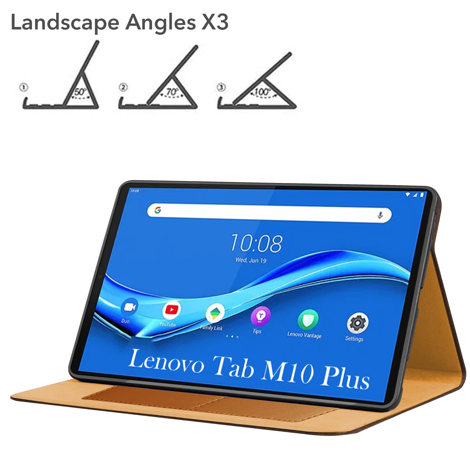 For Lenovo Tab M10 Plus 10.3 Inch TB-X606/X606F/X606X/X606V Flip Cover Folio Cover (PU Leather | Multi-Angle Smart Stand | Card Storage Slots | Silicone Back Pouch)
