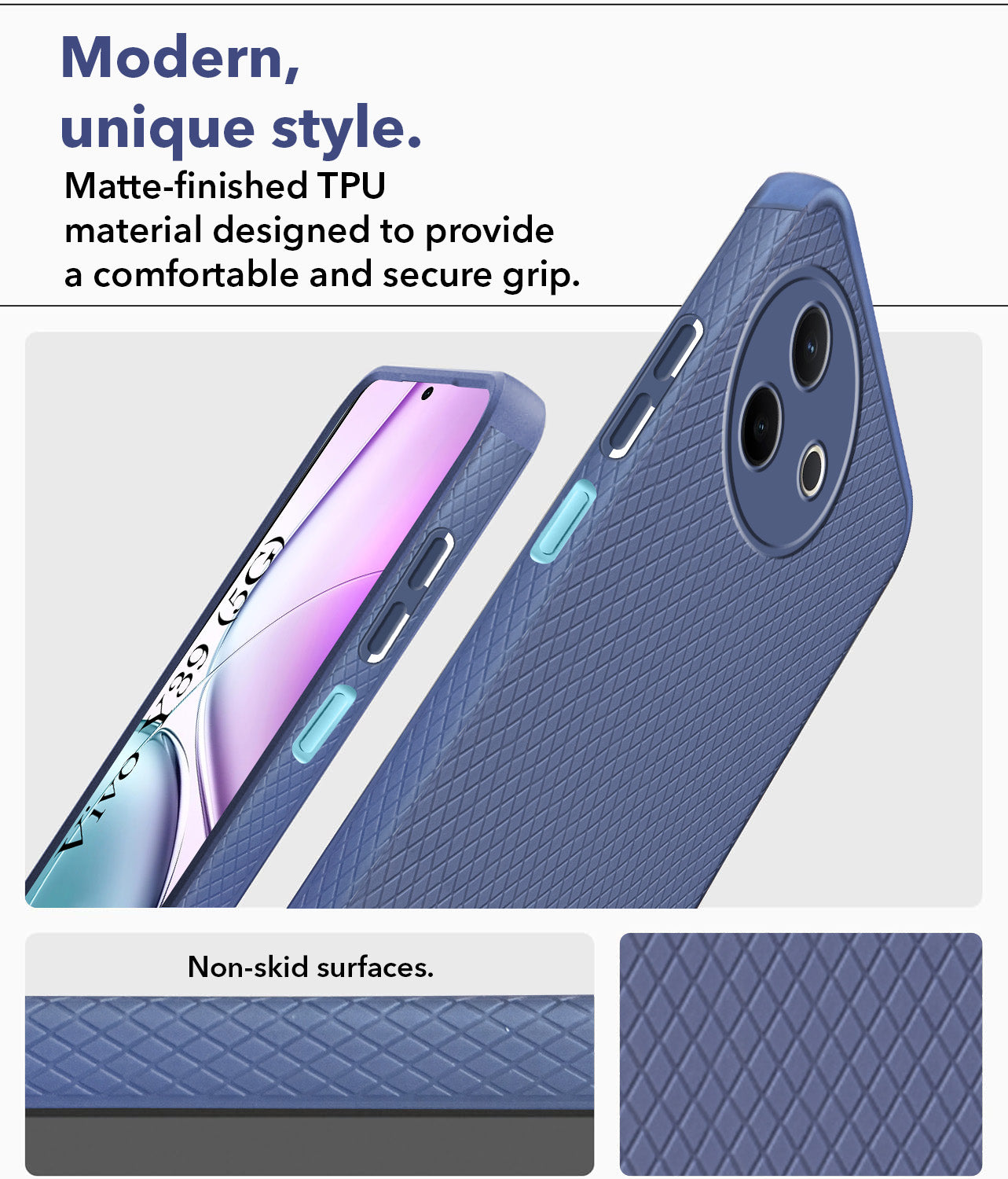 For Vivo Y39 Back Cover Case (Liquid Silicone | Side Grip | Camera Protection)
