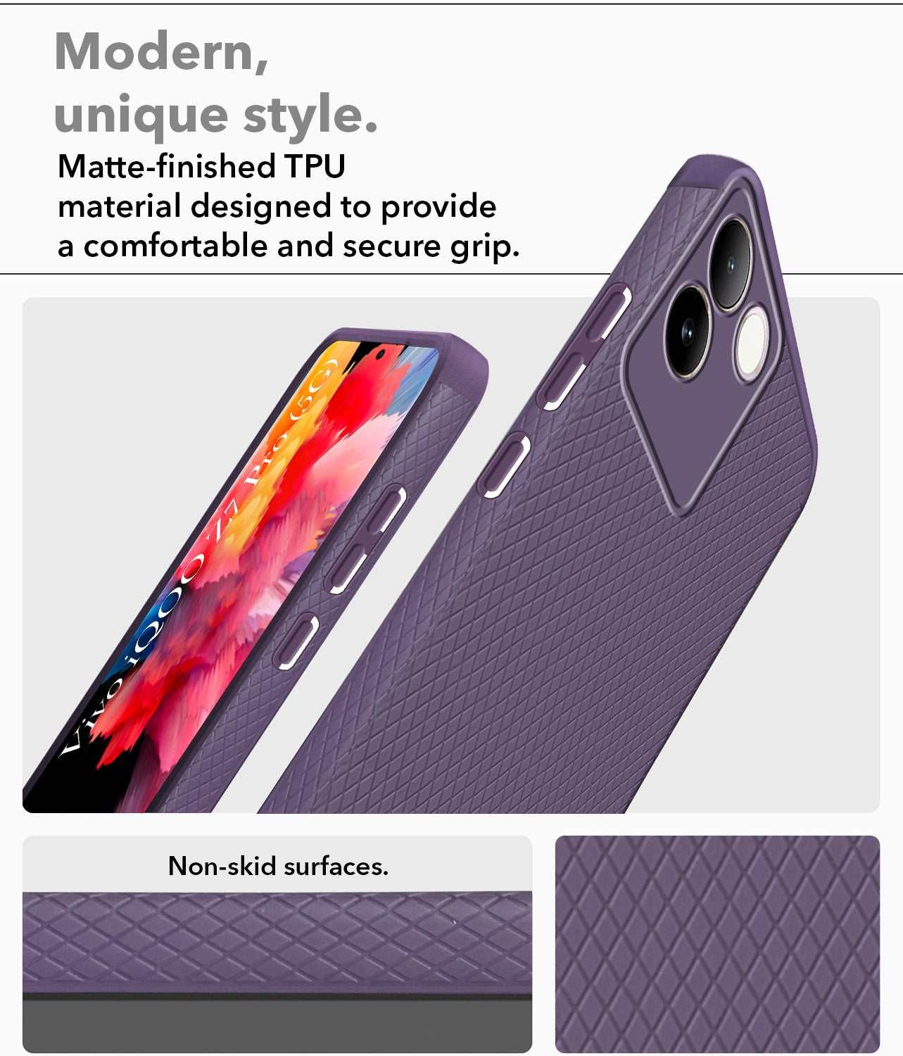 For Vivo iQOO Z7 Pro Back Cover Case (Liquid Silicone | Side Grip | Camera Protection)