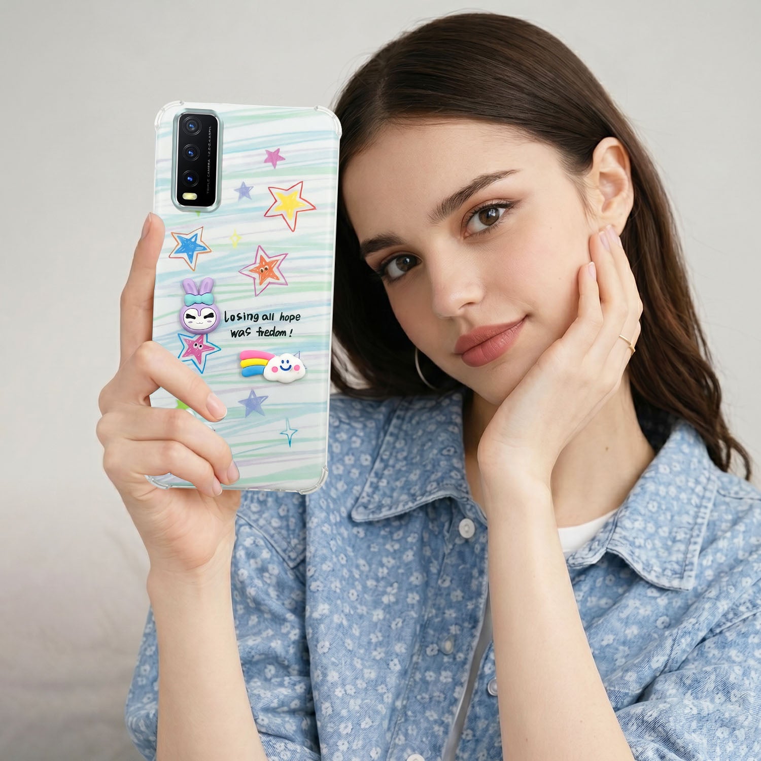 For Vivo Y20 | Y20i Back Cover Case (3D Cute Cartoons | Hard Back Side Soft | Matte Premium Finish | HD Printing)