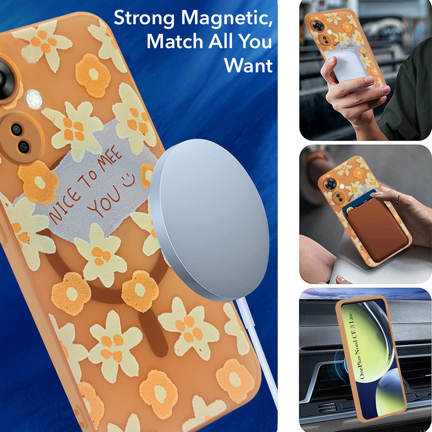 For OnePlus Nord CE 3 Lite Back Cover Case (Cute Floral Design | Flower Print for Girls | MagSafe Compatible Wireless Charging)