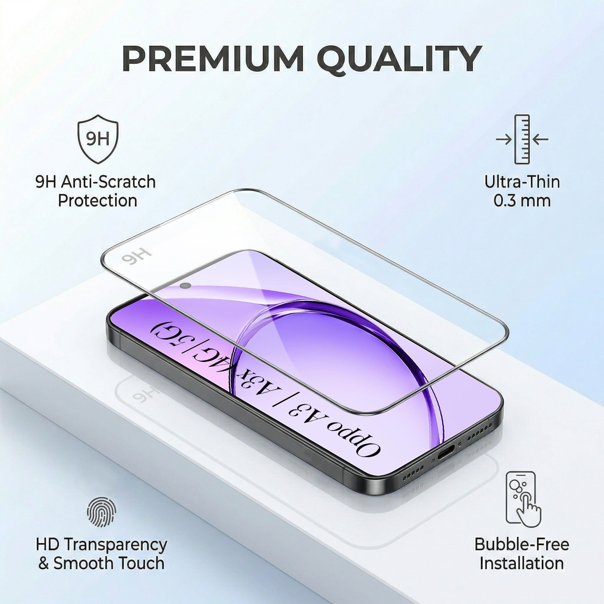 For Oppo A3X (4G/5G) | Oppo A3 5G Combo with Back Cover and 9H Tempered Glass (Liquid Silicone | Camera Protection | Oleophobic Coating Screen Glass)