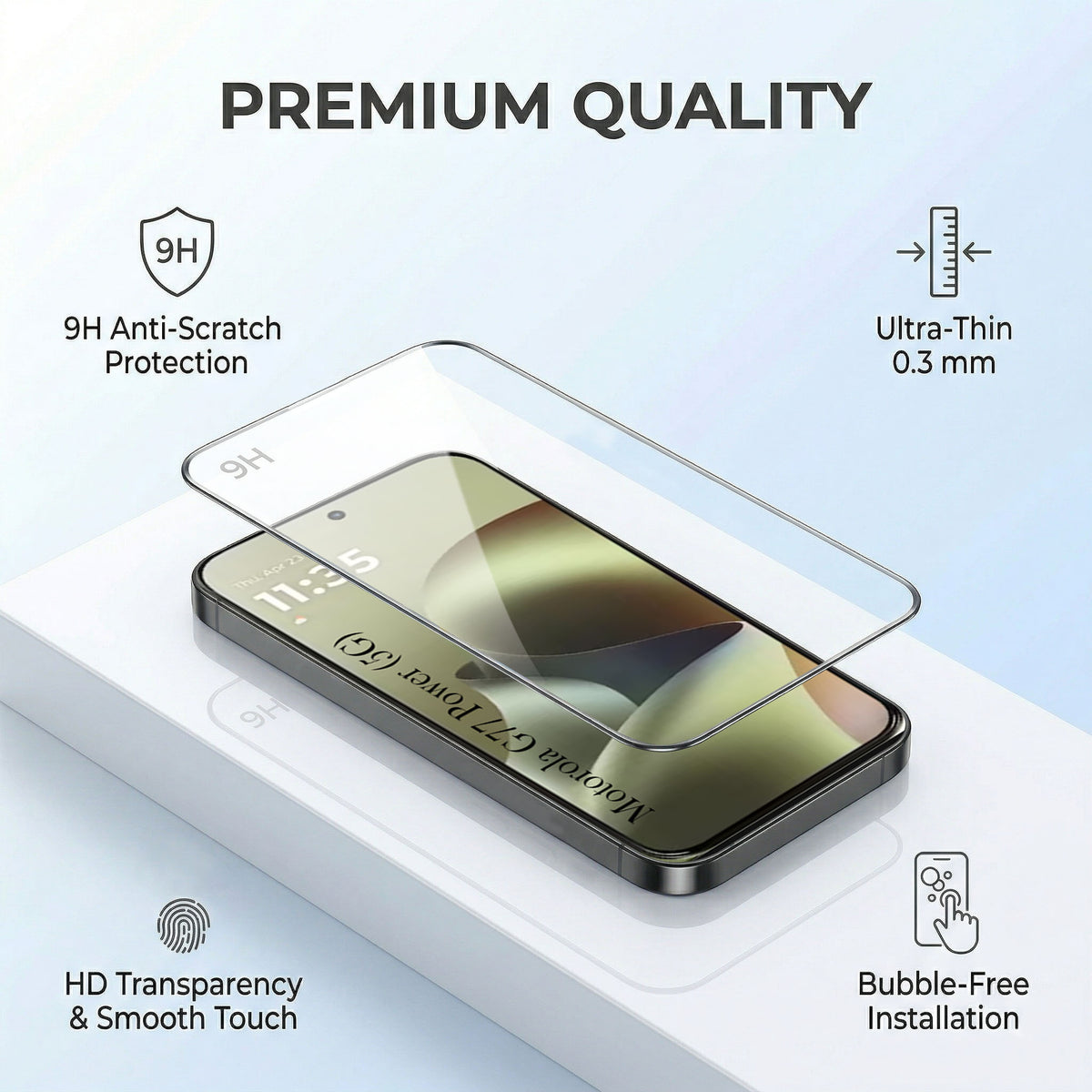 For Motorola Moto G77 Power Combo with Back Cover and 9H Tempered Glass (Textured Grip Design | Micro-Fiber Cloth Inside | Oleophobic Coating Screen Glass)