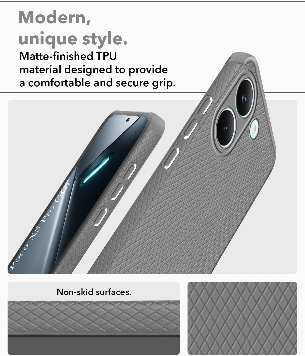 For Poco X8 Pro Back Cover Case Liquid Silicone (Camera Protection | Side Grip Texture | Soft and Flexible)