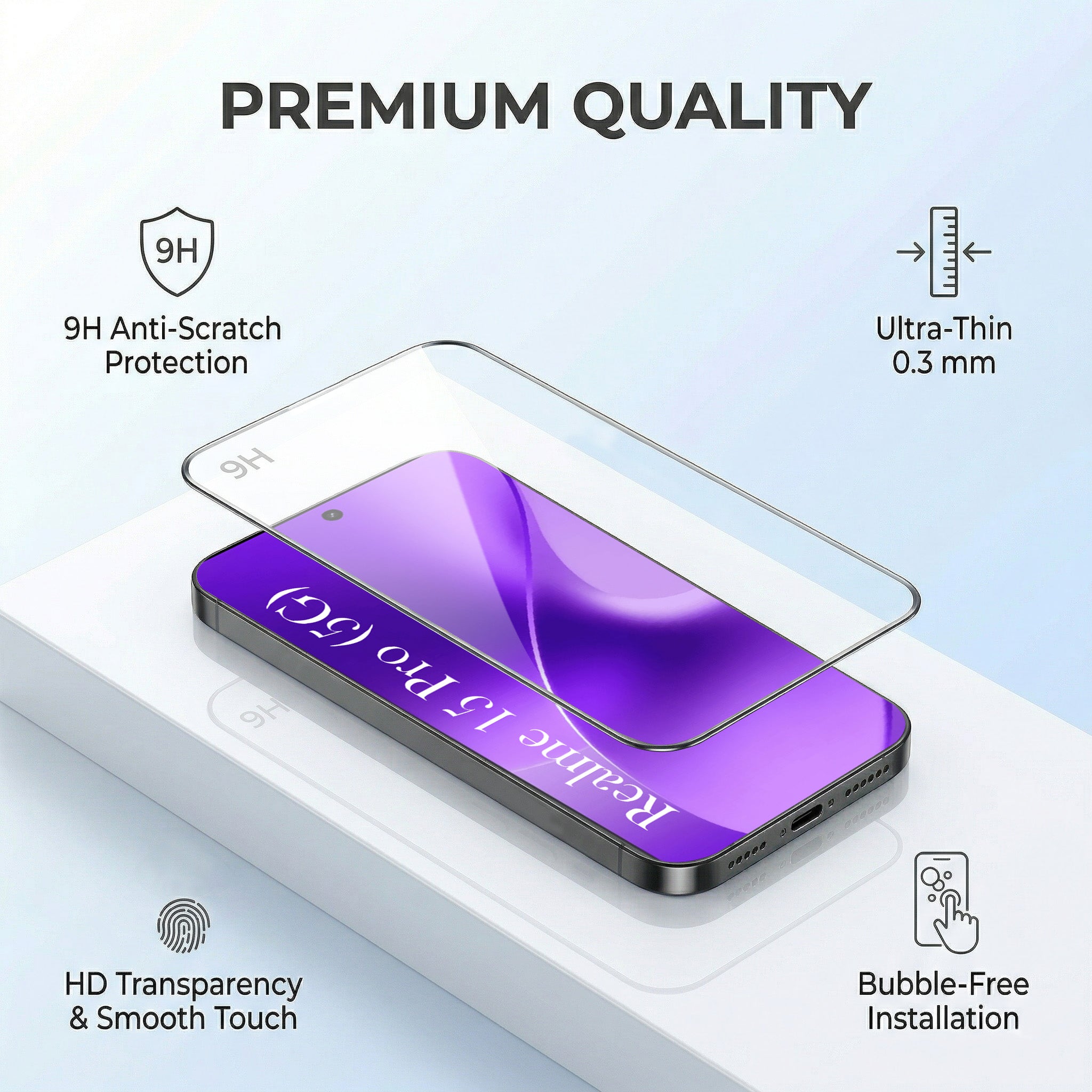 For Realme 15 Pro Combo with Back Cover and 9H Tempered Glass (Liquid Silicone | Camera Protection | Oleophobic Coating Screen Glass)