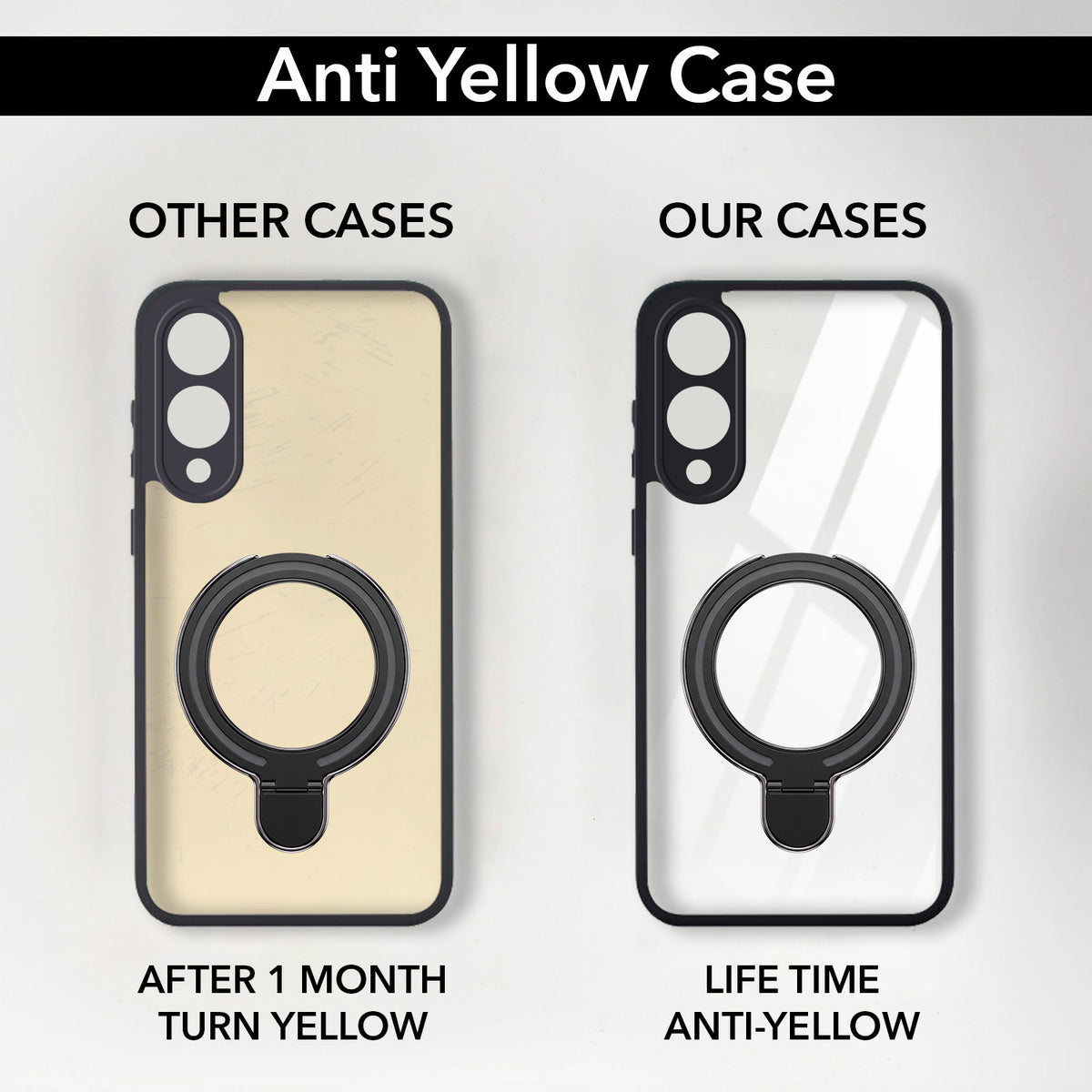 For Samsung Galaxy S25 Edge Back Cover Case (Kick Stand Ring Holder | Life time Anti Yellow | Camera Protection)