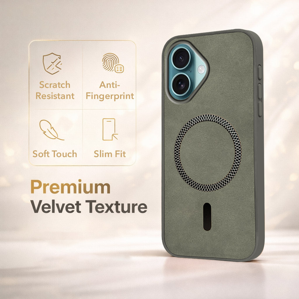 For Apple iPhone 16 Plus Back Cover Case (Sleek Leather Finish | MagSafe Compatible Wireless Charging | Camera Bump Protection)