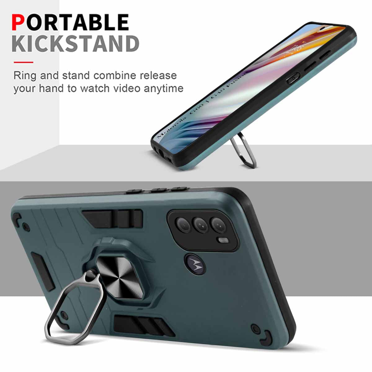 For Moto G40 Fusion | G60 Back Cover Case (Shockproof Polycarbonate Dual Layer Hybrid Armor | Robust Black)