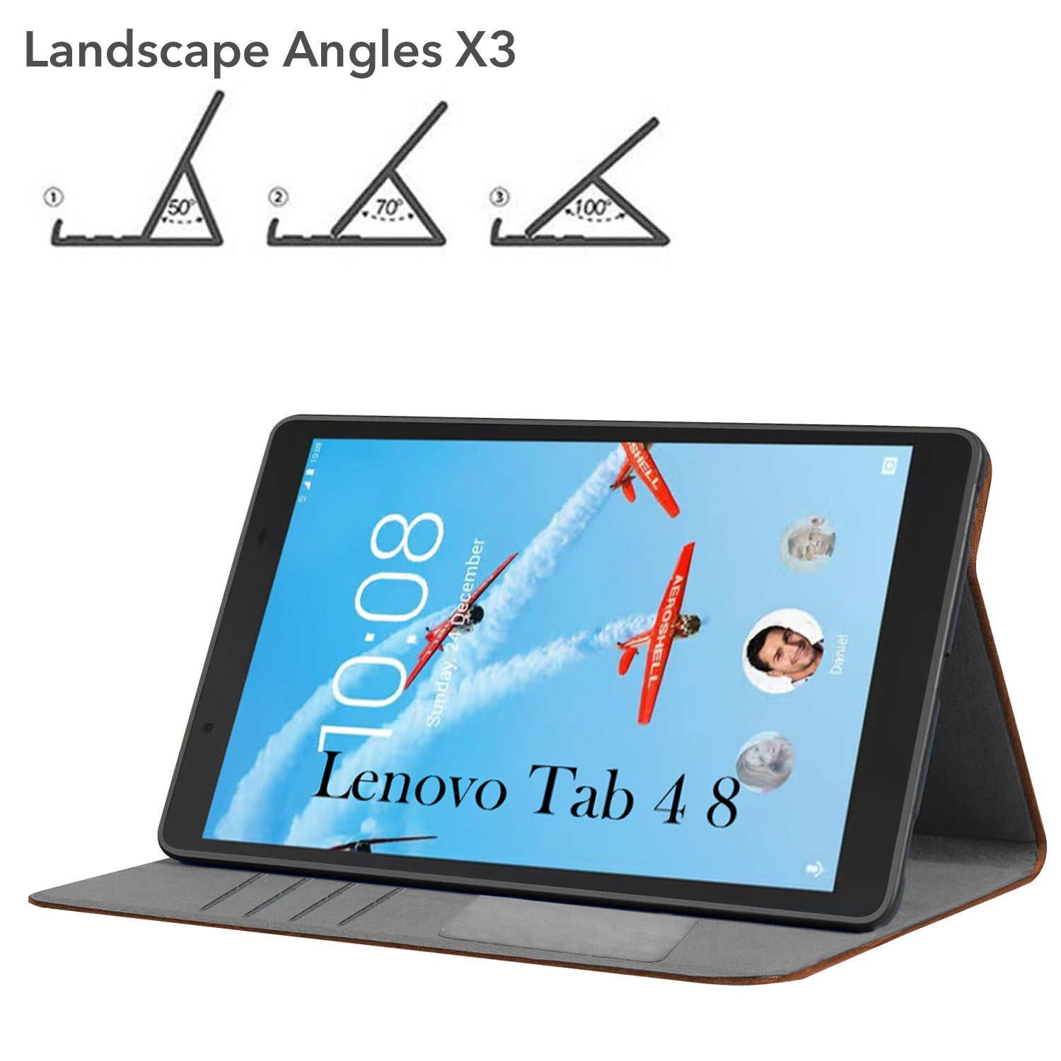 For Lenovo Tab 4 8 8 Inch TB-8504X/8504F Flip Cover Folio Case (PU Leather | Multi-Angle Smart Stand | Card Storage Slots | Silicone Back Pouch)