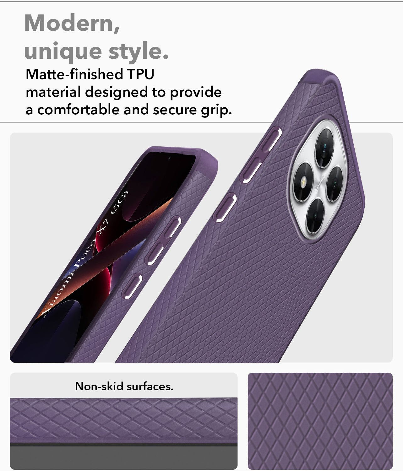 For Xiaomi Poco X7  Back Cover Case (Liquid Silicone | Side Grip | Camera Protection)