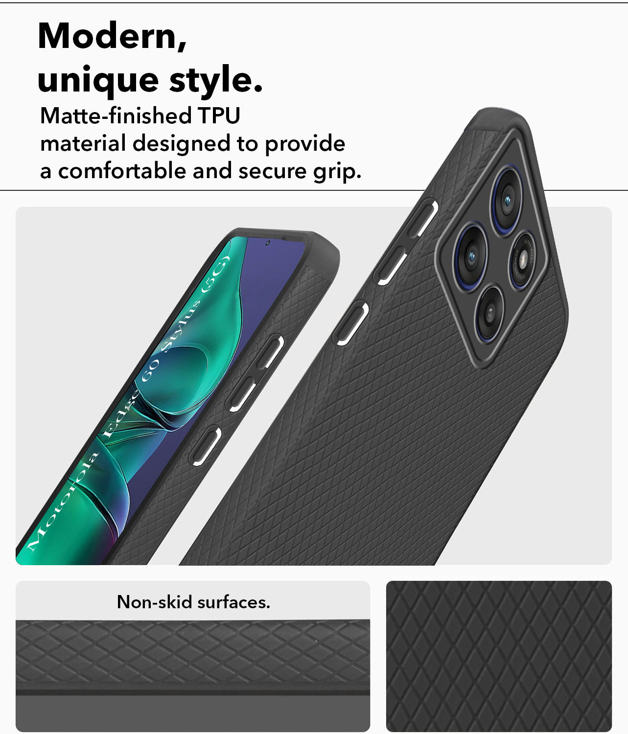 For Motorola Moto Edge 60 Stylus Back Cover Case (Liquid Silicone | Side Grip | Camera Protection)
