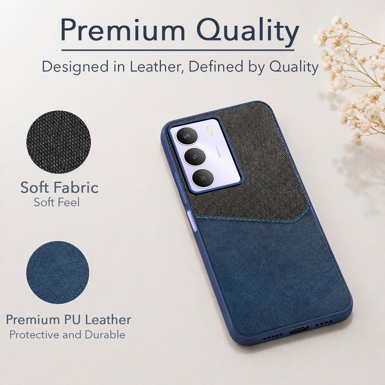 For Realme Narzo 80 Lite 5G Back Cover Case (Dual PU Leather Stitch | Professional Minimalist | Soft and Flexible)