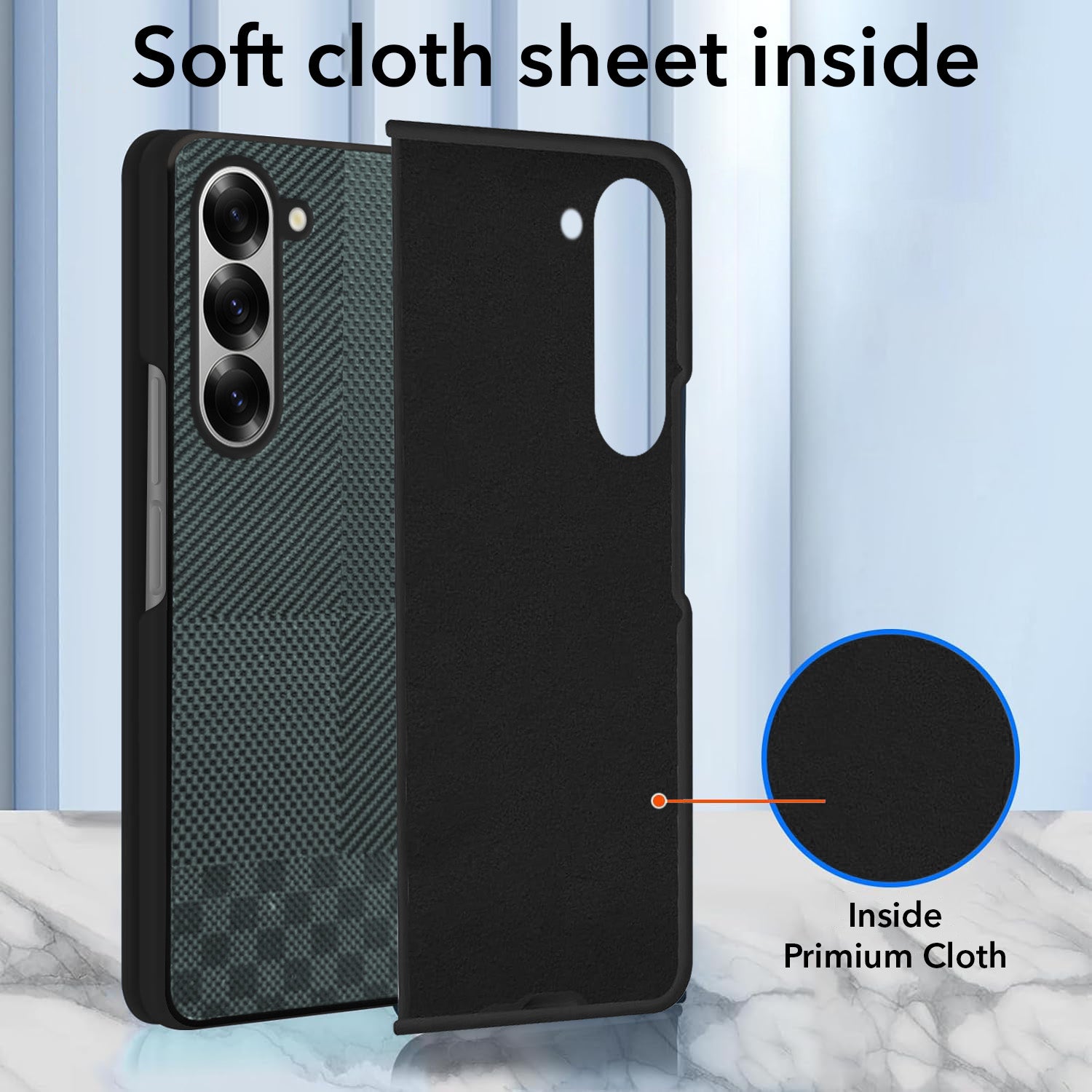For Samsung Galaxy Z Fold 6 5G Back Flip Case Cover (Craft Printed Design | Hybrid Texture | Inside Microfiber Cloth)