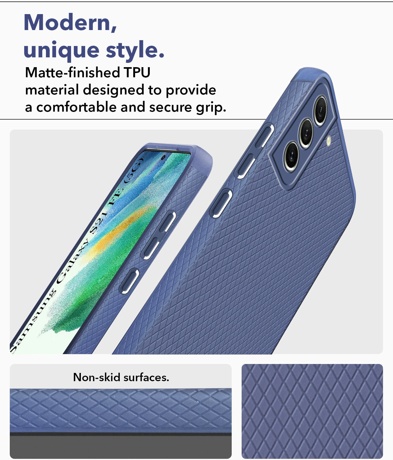For Samsung Galaxy S21 FE 5G Back Cover Case (Liquid Silicone | Side Grip | Camera Protection)