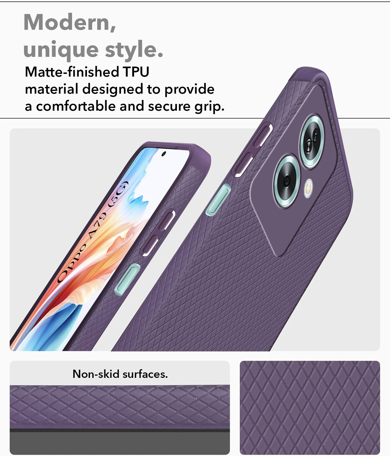 For Oppo A79 5G Back Cover Case (Liquid Silicone | Side Grip | Camera Protection)