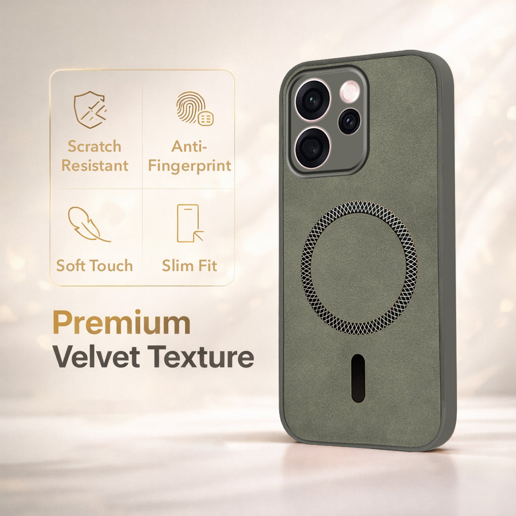 For Oppo Reno15 Pro Mini 5G | Oppo Reno 15 Pro Mini 5G Back Cover Case  Leather Finish  (MagSafe Compatible Wireless Charging | Soft Touch | Camera Bump Protection)
