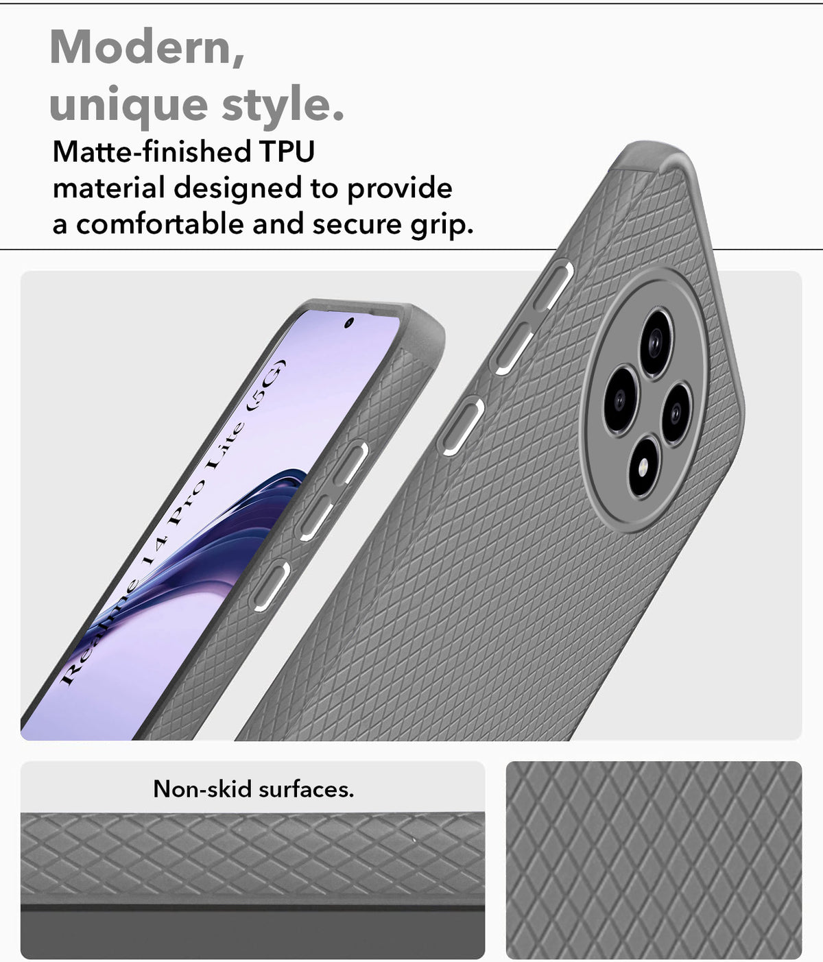 For Realme 14 Pro Lite Back Cover Case (Liquid Silicone | Side Grip | Camera Protection)