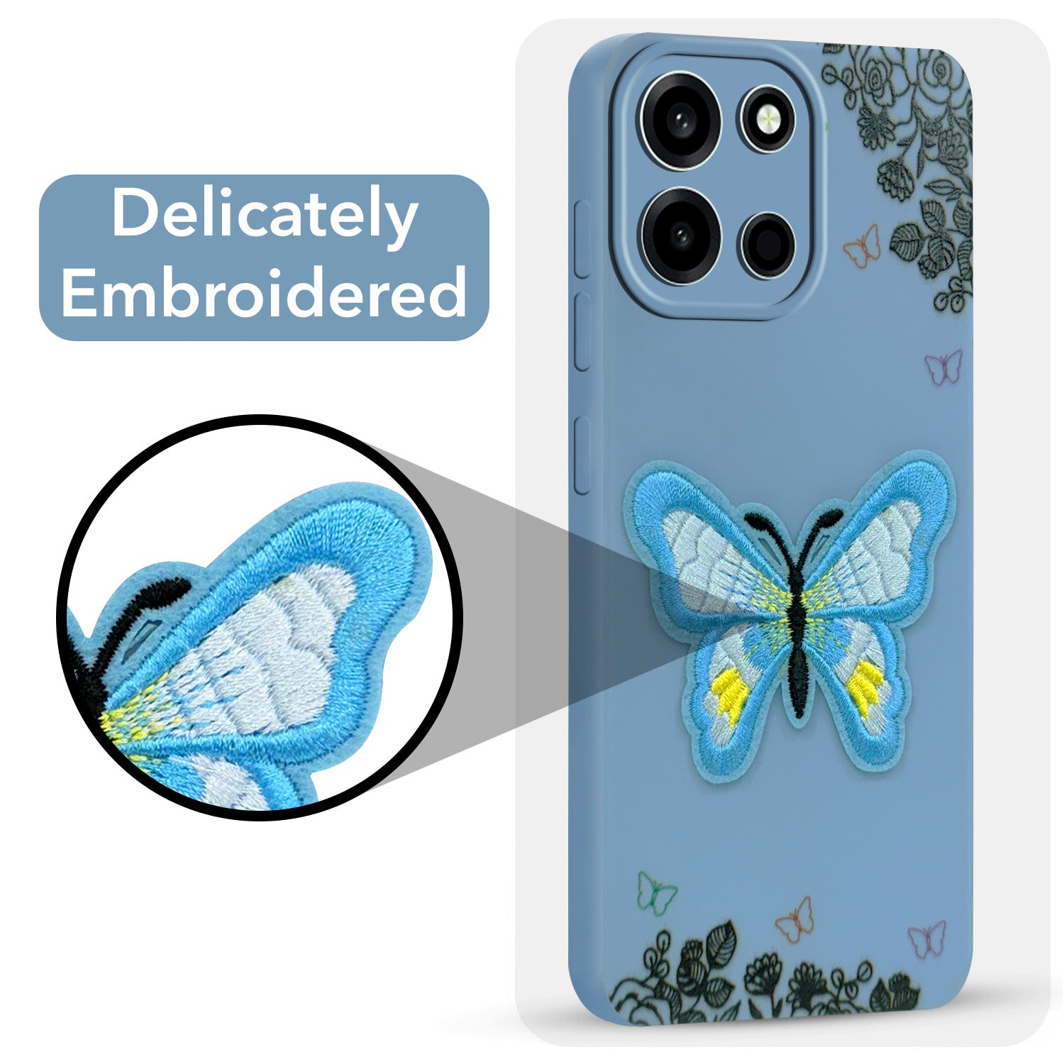 For Oneplus Nord 6 Back Cover Case (Soft Butterfly Embroidery | Women Teen Girls | Camera Protection| Matte Silicone)