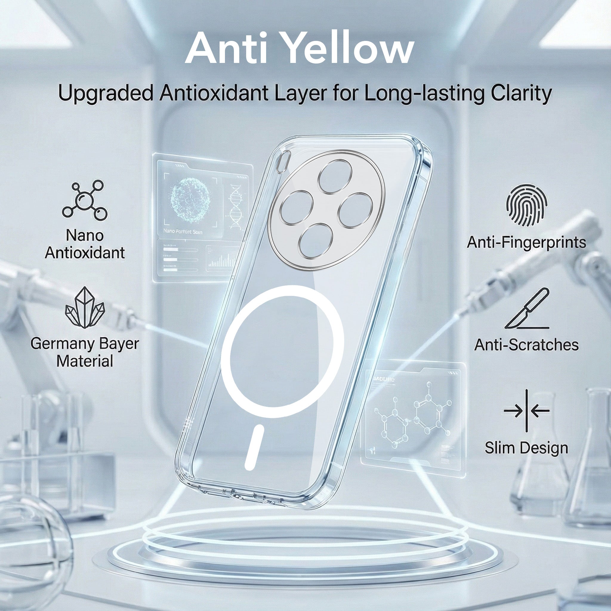 For Vivo X300 5G Back Cover Case Lifetime Anti-Yellow MagSafe Compatible Clear (Sleek Hard Crystal | Shockproof and Camera Protection)