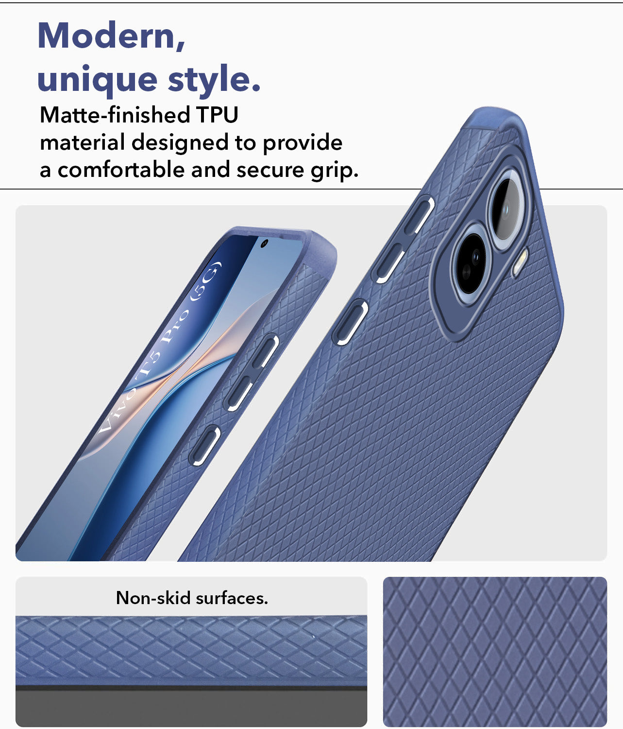 For Vivo T5 Pro 5G Back Cover Case Liquid Silicone (Camera Protection | Side Grip Texture | Soft and Flexible)