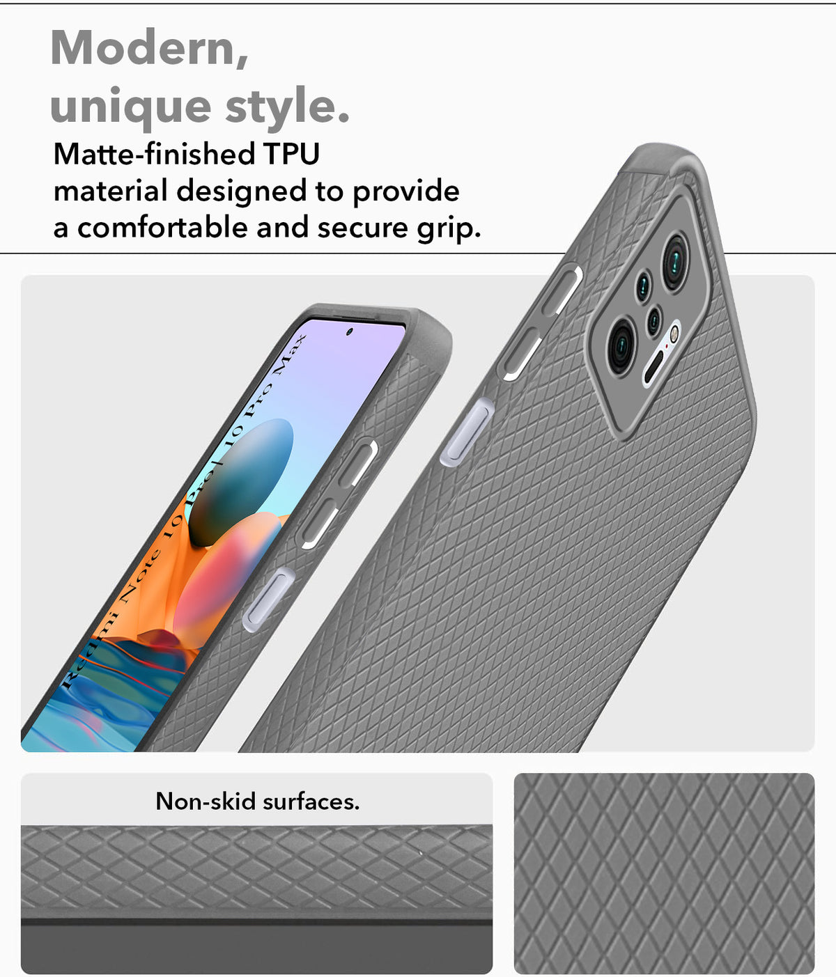 For Xiaomi Mi Redmi Note 10 Pro | 10 Pro Max Back Cover Case Max Liquid Silicone (Camera Protection | Side Grip Texture | Soft and Flexible)