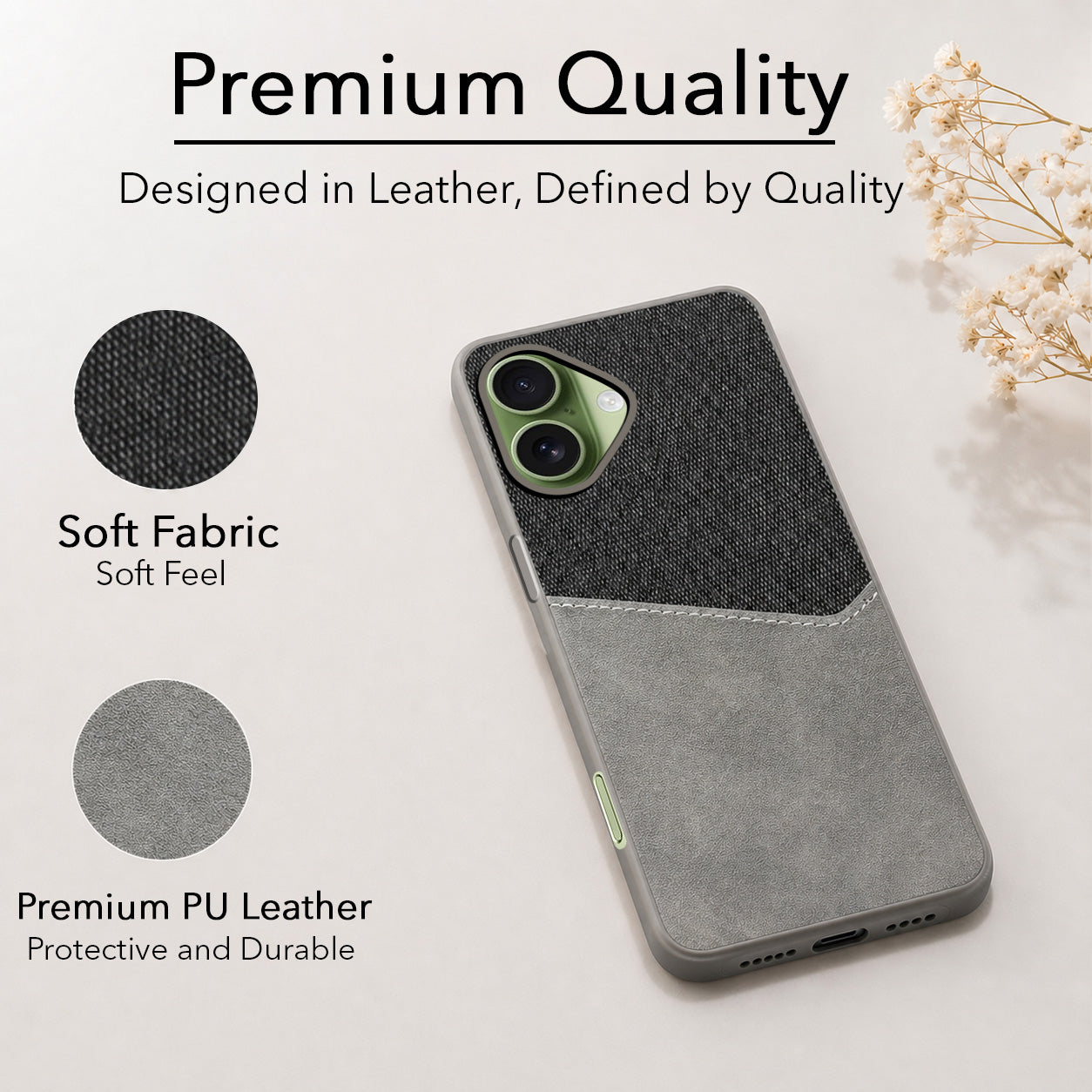 For Apple iPhone 17 Back Cover Case (Dual PU Leather Stitch | Professional Minimalist | Soft and Flexible)