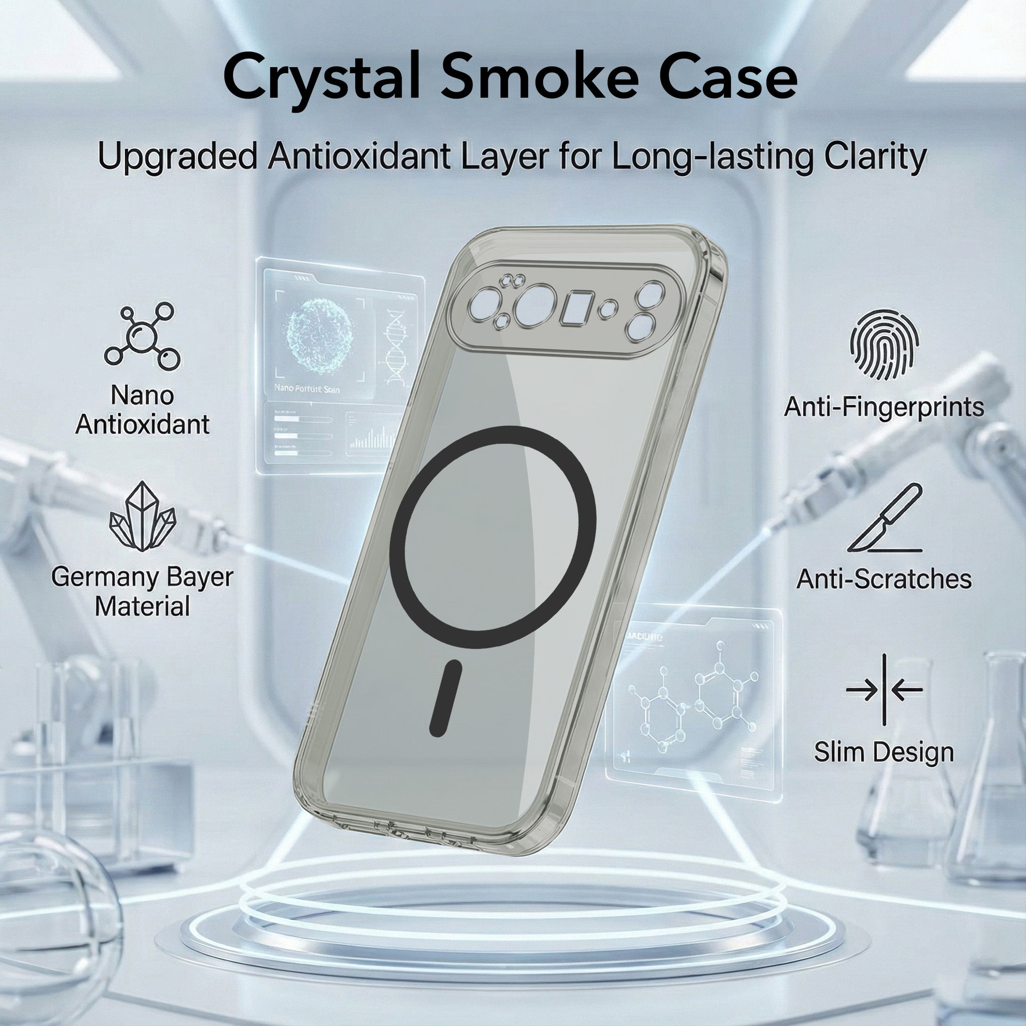 For Google Pixel 10 Pro XL Back Cover Case Lifetime Anti-Yellow MagSafe Compatible Clear (Sleek Hard Crystal | Shockproof and Camera Protection)