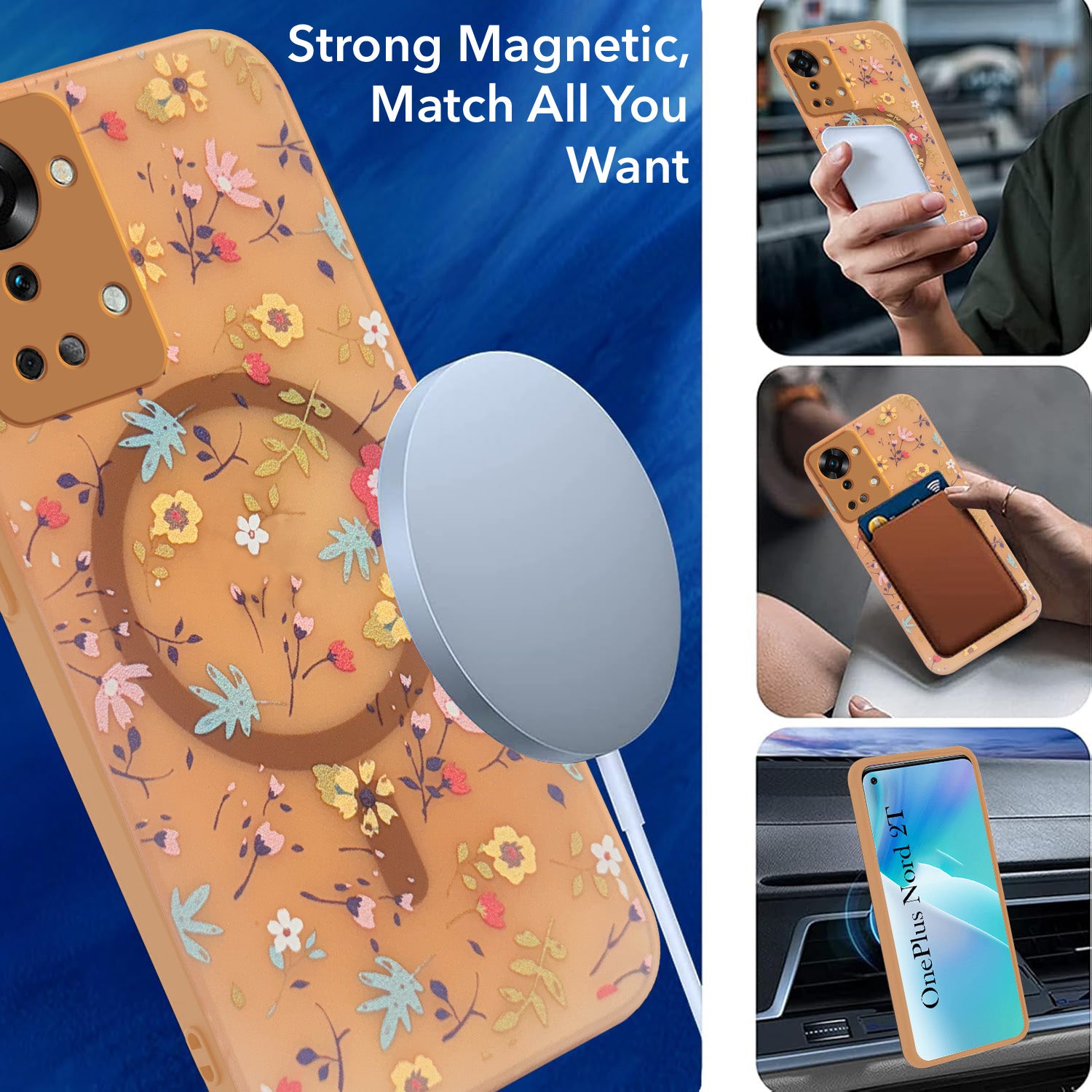 For OnePlus Nord 2T Back Cover Case (Cute Floral Design | Flower Print for Girls | MagSafe Compatible Wireless Charging)