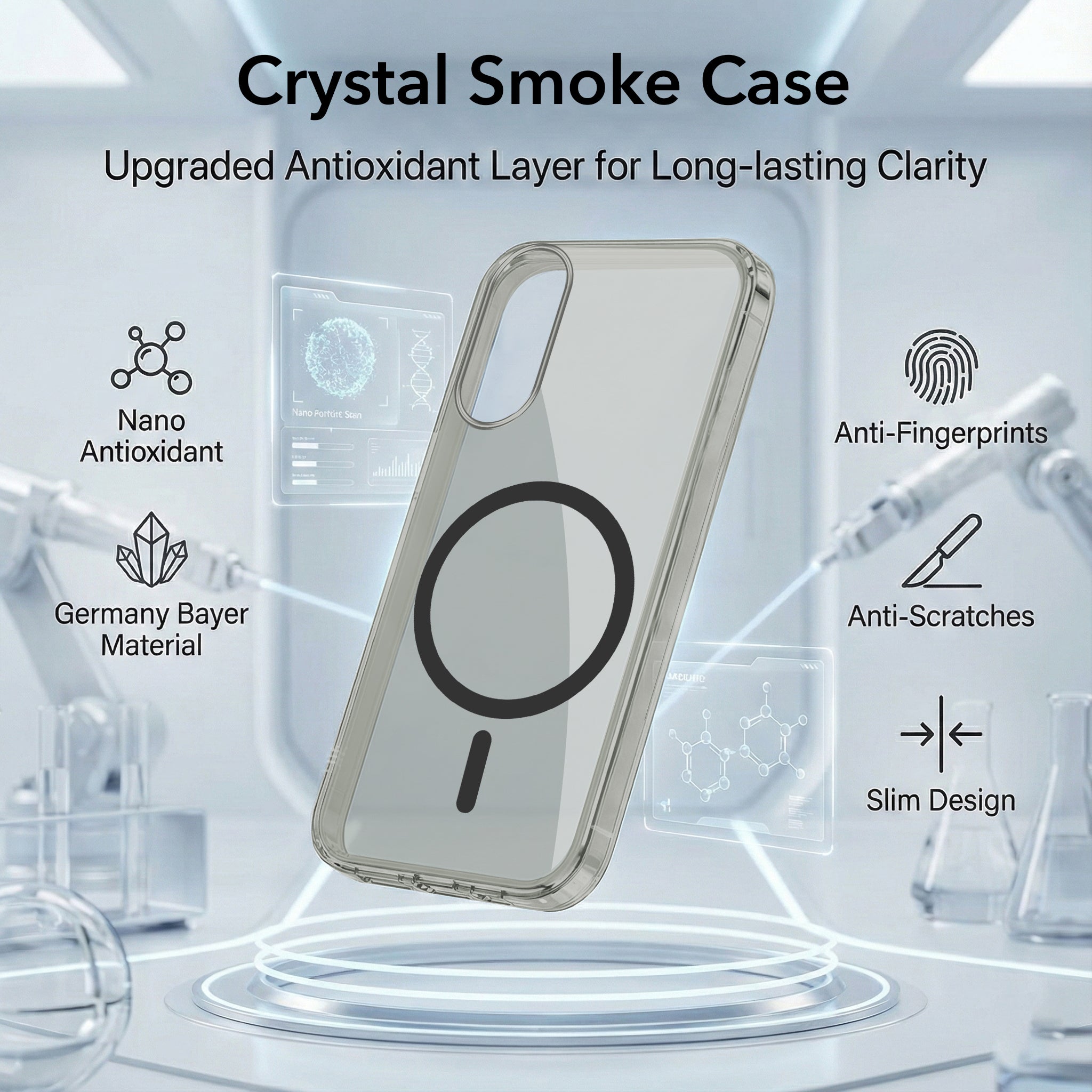 For Samsung Galaxy S25 Edge Back Cover Case Lifetime Anti-Yellow MagSafe Compatible Clear (Sleek Hard Crystal | Shockproof and Camera Protection)