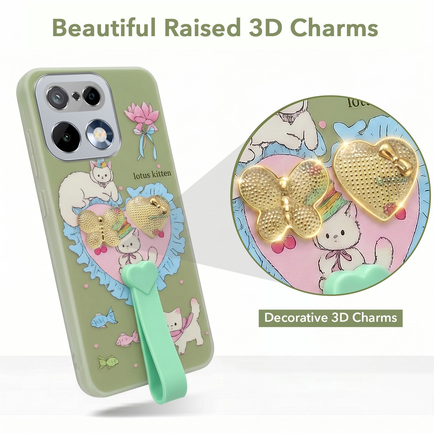 For Realme 16 Pro Back Cover Case (3D Cute Heart Strap Holder | Camera Protection | Designer Girls Print)