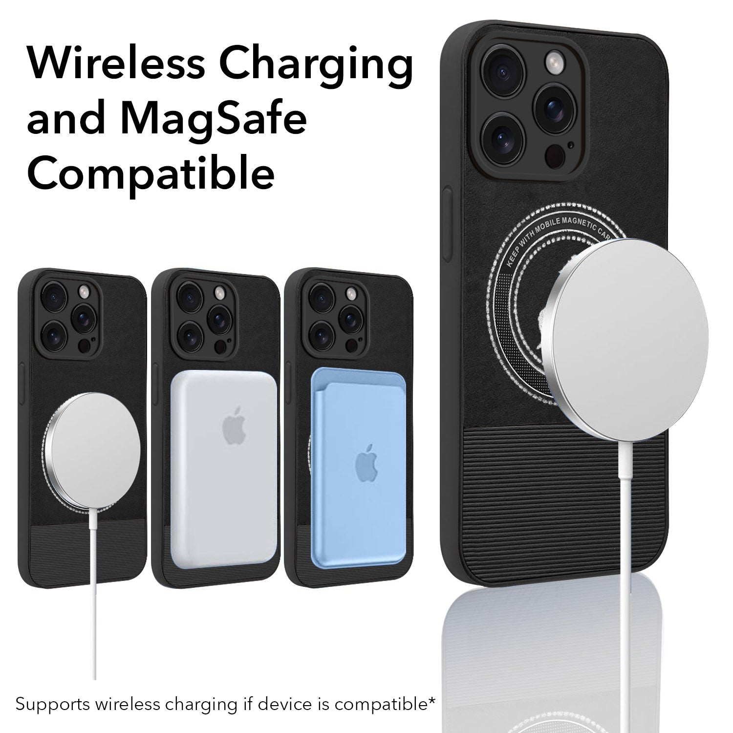 For Apple iPhone 15 Pro Max Back Cover Case PU Leather Finish (Professional Minimalist Texture | MagSafe Compatile | Camera Protection | Sleek Sober Formal)